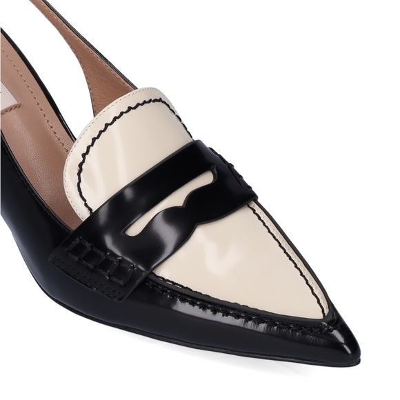 Bibi Lou black and white patent leather kitten heel slingback pumps 38 - Picture 4 of 7